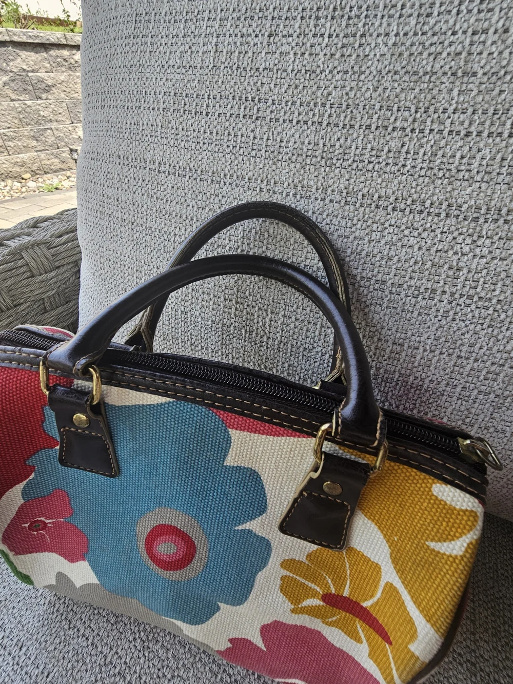 Victoria's Secret Canvas Floral Tote in Blue, Yellow, Pink, Brown